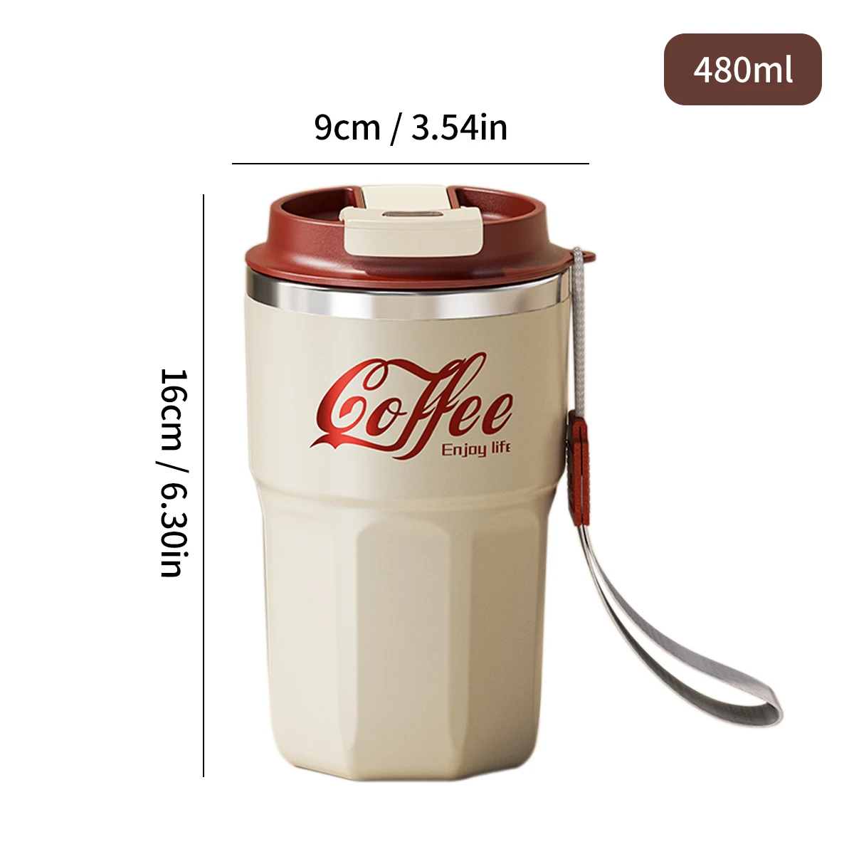 Kubek termiczny ze stali nierdzewnej z pokrywką 400-480 ml Niebieski
