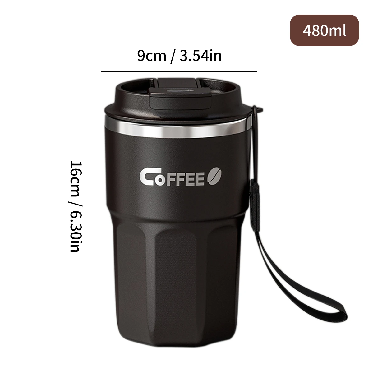 Kubek termiczny ze stali nierdzewnej z pokrywką 400-480 ml Zielony