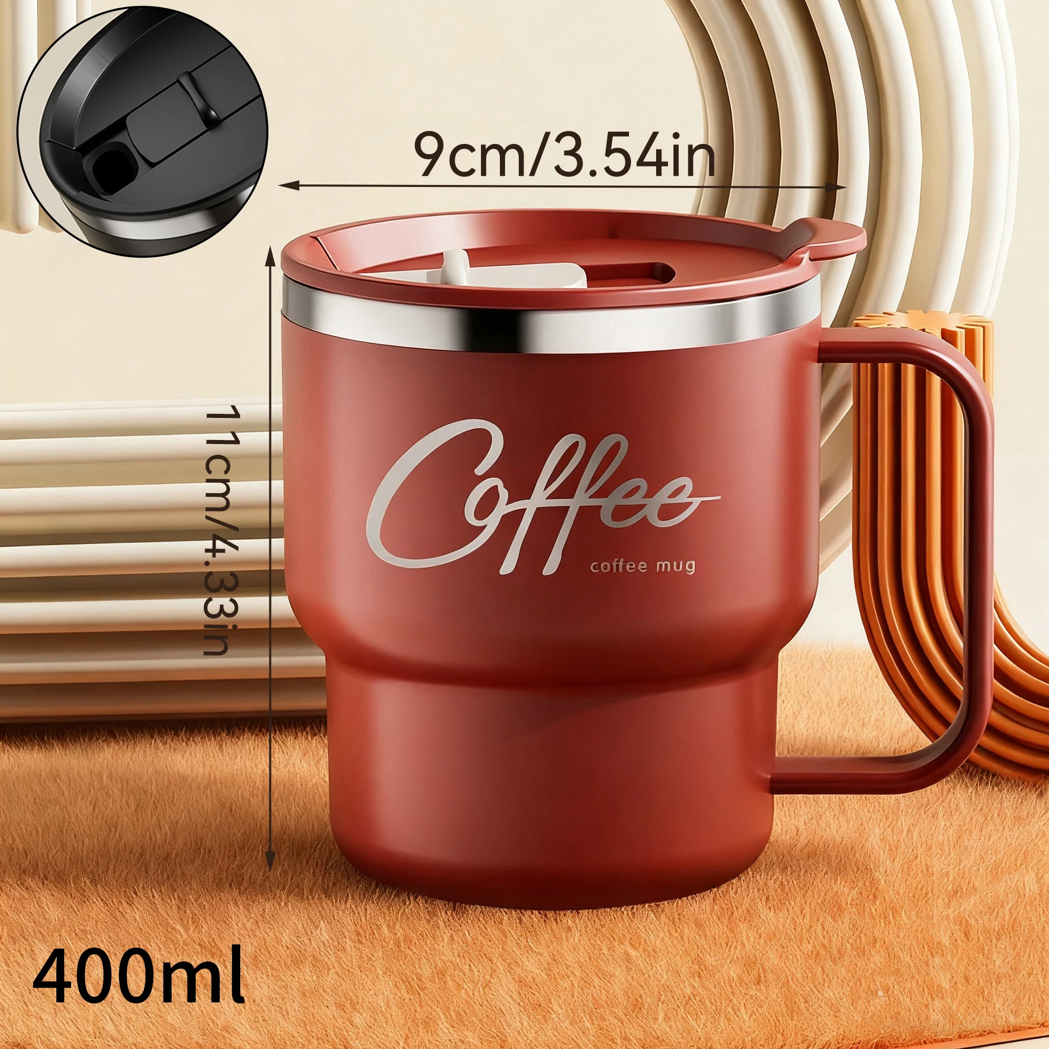Kubek termiczny ze stali nierdzewnej z pokrywką 400-480 ml żółty