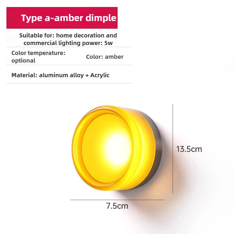 Lampa ścienna LED Amber Jelly – nordycki kinkiet akrylowy Type a amber dimple