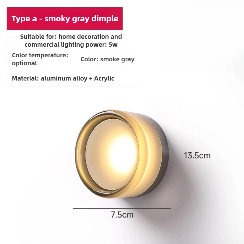 Lampa ścienna LED Amber Jelly – nordycki kinkiet akrylowy Szary