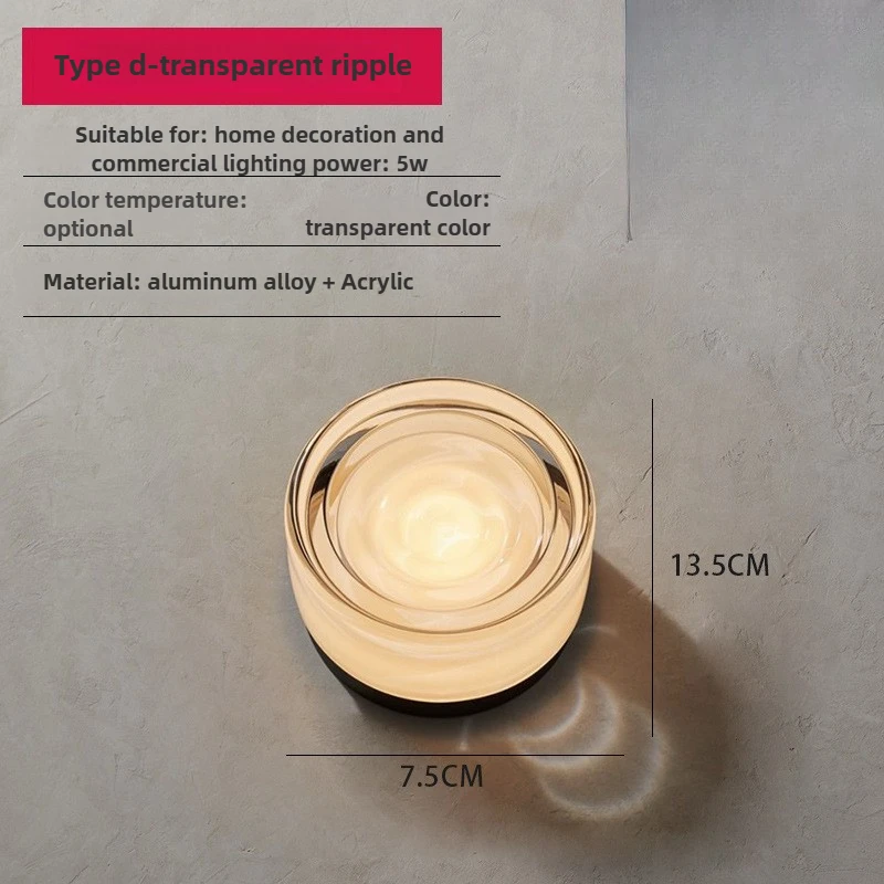 Lampa ścienna LED Amber Jelly – nordycki kinkiet akrylowy Type d transparent