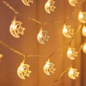 Lampka LED księżyc z gwiazdami, łańcuch świetlny do domu Ciepły biały