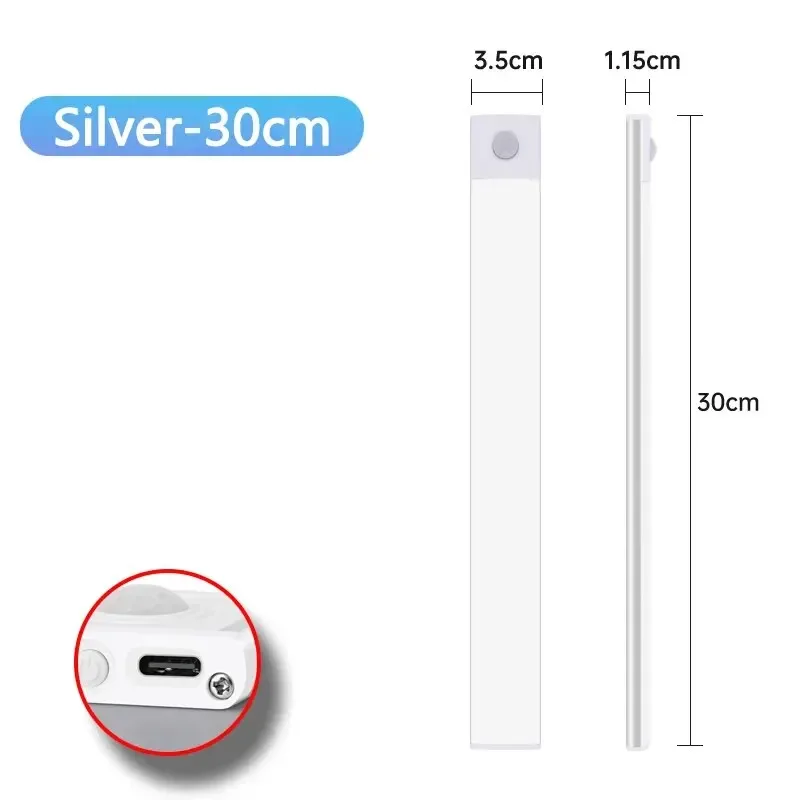 Lampka LED pod szafki z czujnikiem ruchu, ładowana USB-C Armijna zieleń