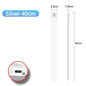 Lampka LED pod szafki z czujnikiem ruchu, ładowana USB-C Ciemnoszary