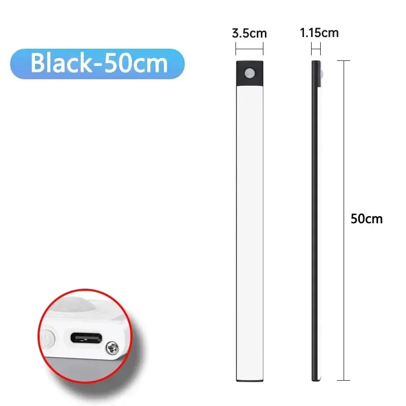 Lampka LED pod szafki z czujnikiem ruchu, ładowana USB-C Kolba