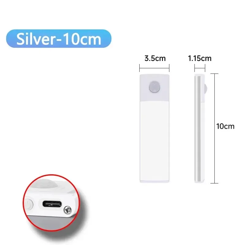 Lampka LED pod szafki z czujnikiem ruchu, ładowana USB-C Niebieski