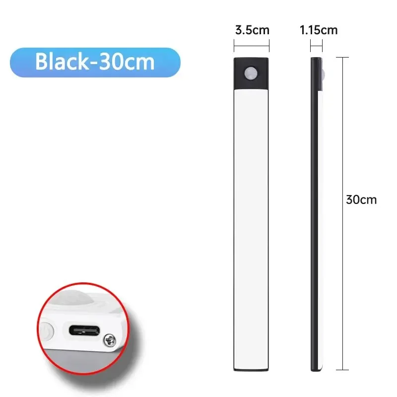 Lampka LED pod szafki z czujnikiem ruchu, ładowana USB-C Wielo