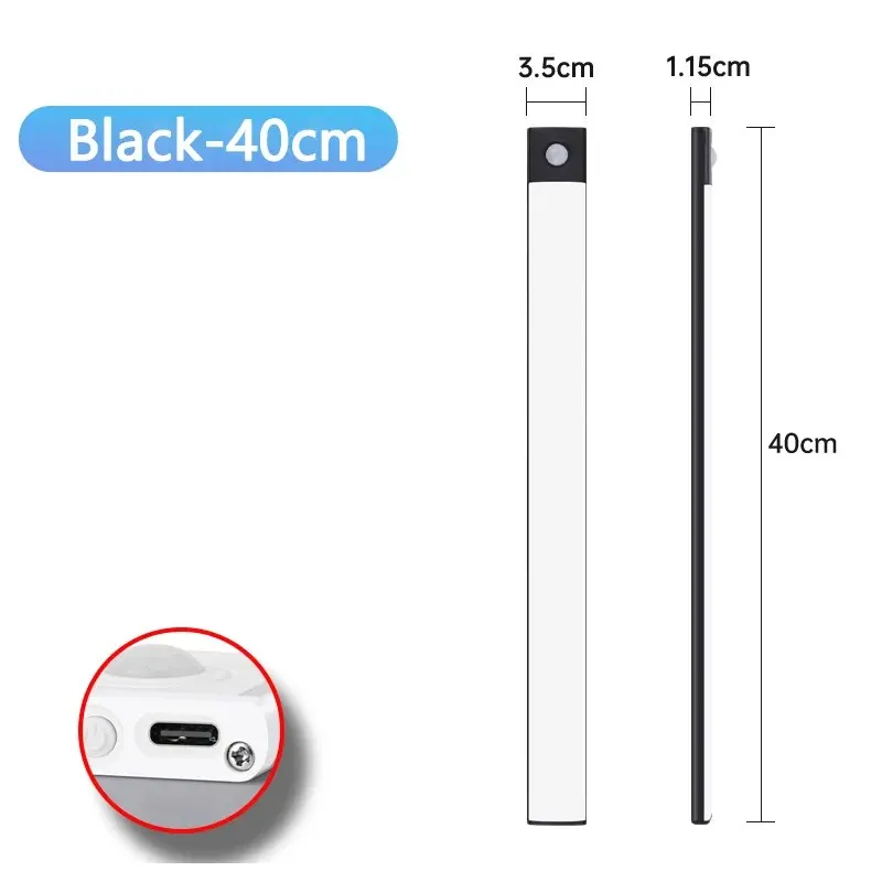 Lampka LED pod szafki z czujnikiem ruchu, ładowana USB-C Zielony