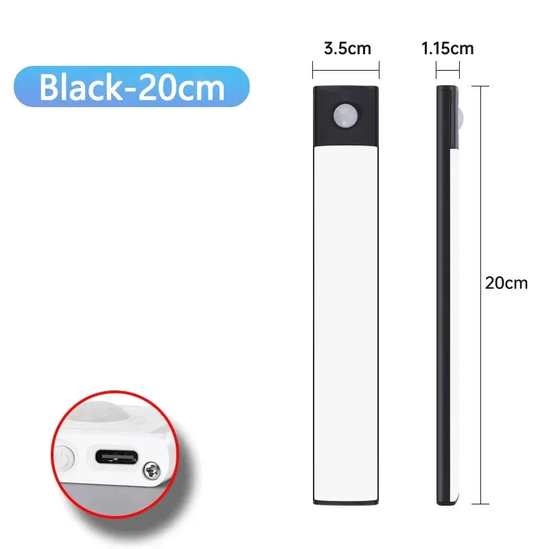 Lampka LED pod szafki z czujnikiem ruchu, ładowana USB-C Zimna biel
