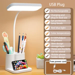 Lampka LED USB do nauki z ochroną oczu do sypialni Beżowy