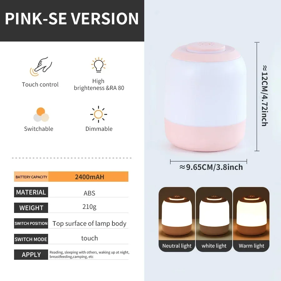 Lampka nocna LED dotykowa ekran ładowana USB prezent dla dzieci Niebieski