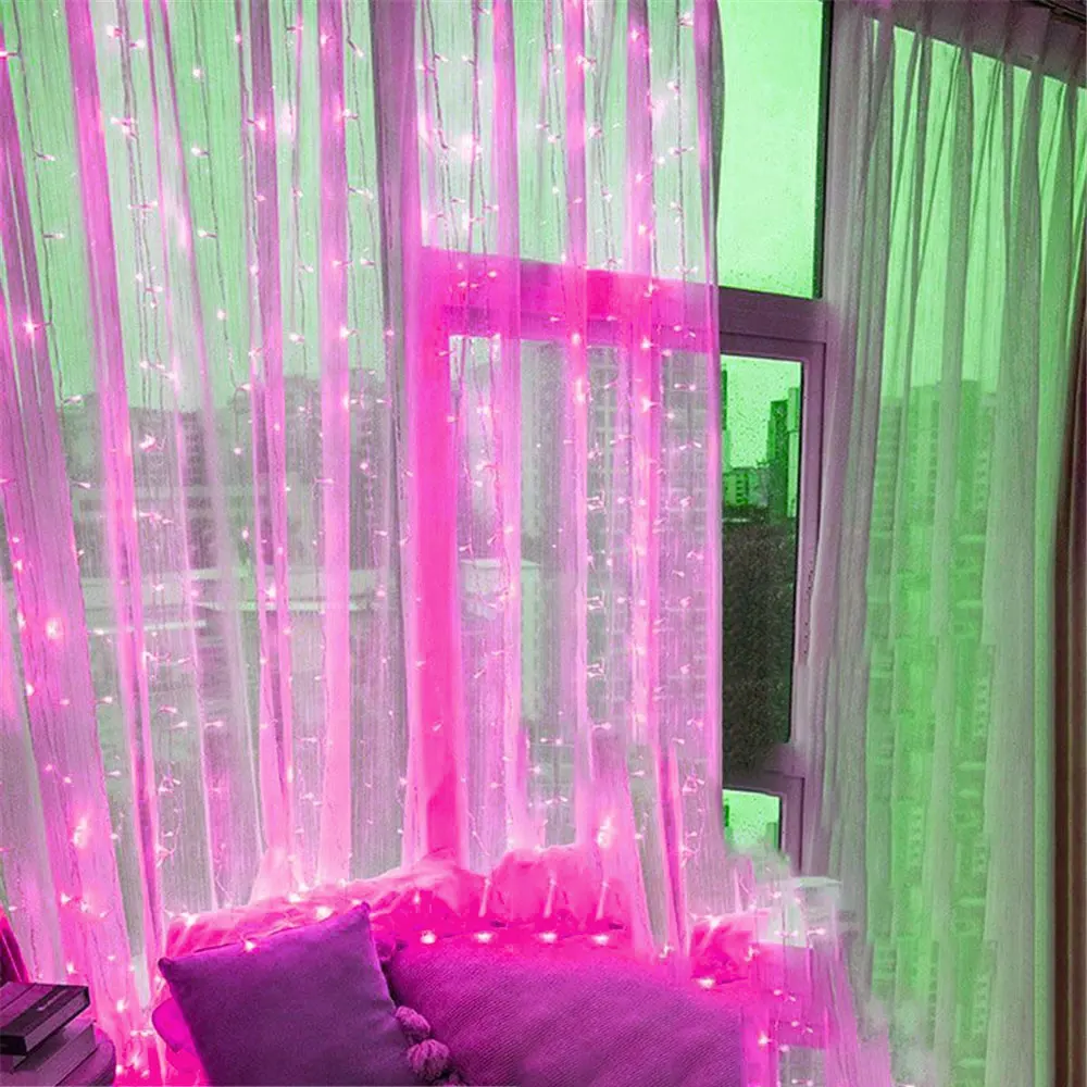 Lampki LED na baterie z kurtynką — dekoracyjne oświetlenie sypialni Rgb