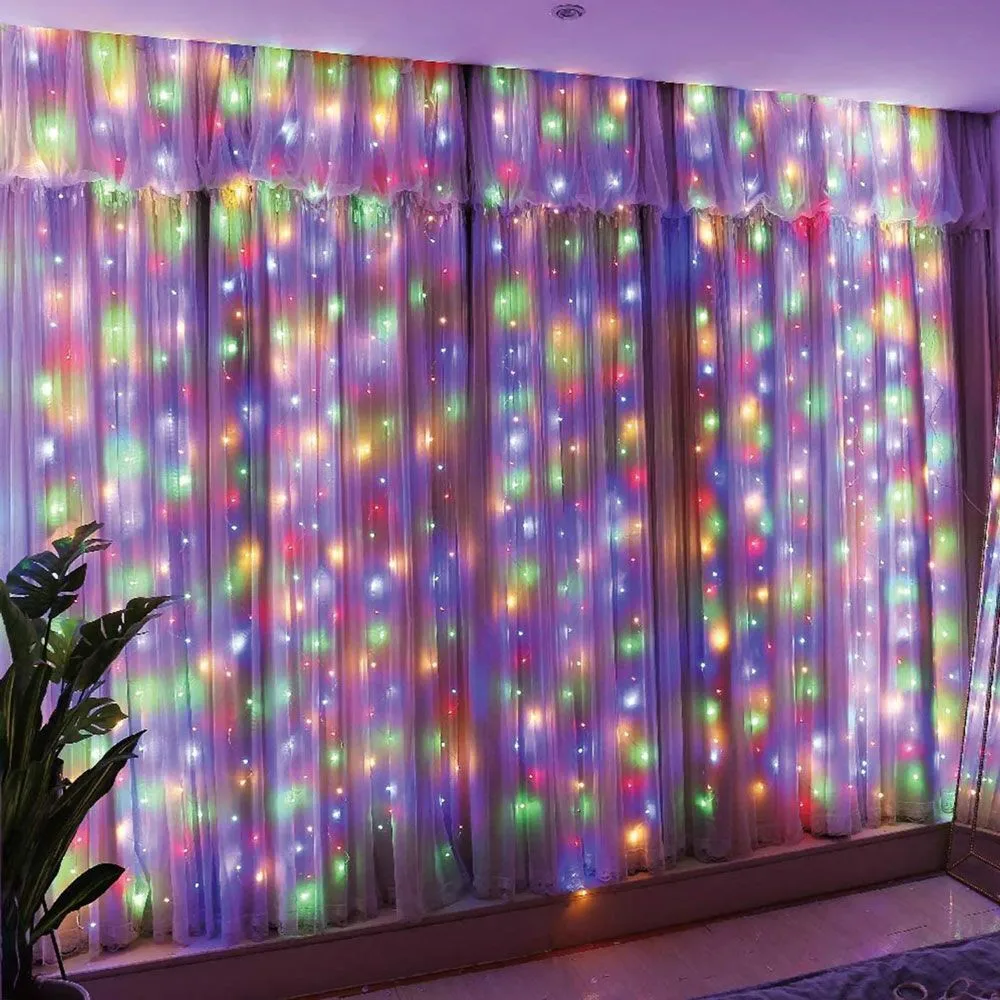 Lampki LED na baterie z kurtynką — dekoracyjne oświetlenie sypialni Zielony