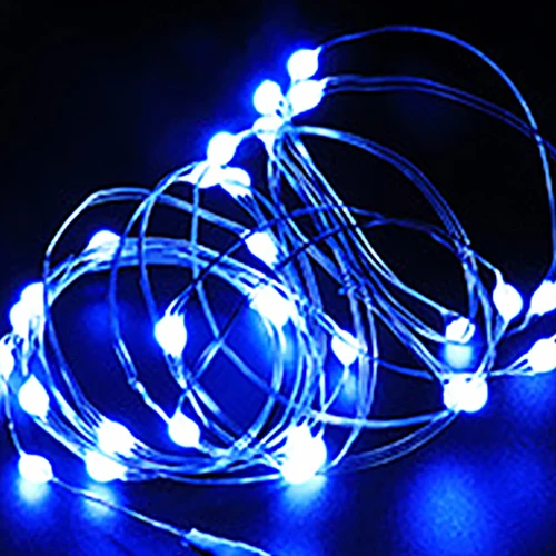Zestaw 10 lampek LED do butelek wina z korkiem Niebieski