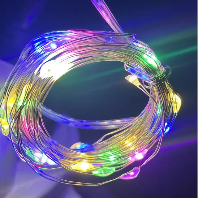 Zestaw 10 lampek LED do butelek wina z korkiem Rgb