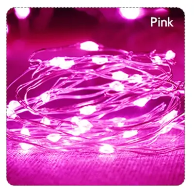 Lampki LED na druciku miedzianym – nastrojowa girlanda na baterie Różowy