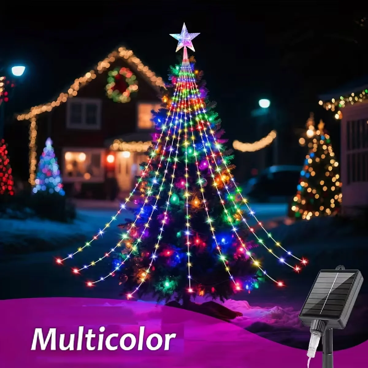 Lampki LED w kształcie gwiazdy USB lub solarne Multicolor