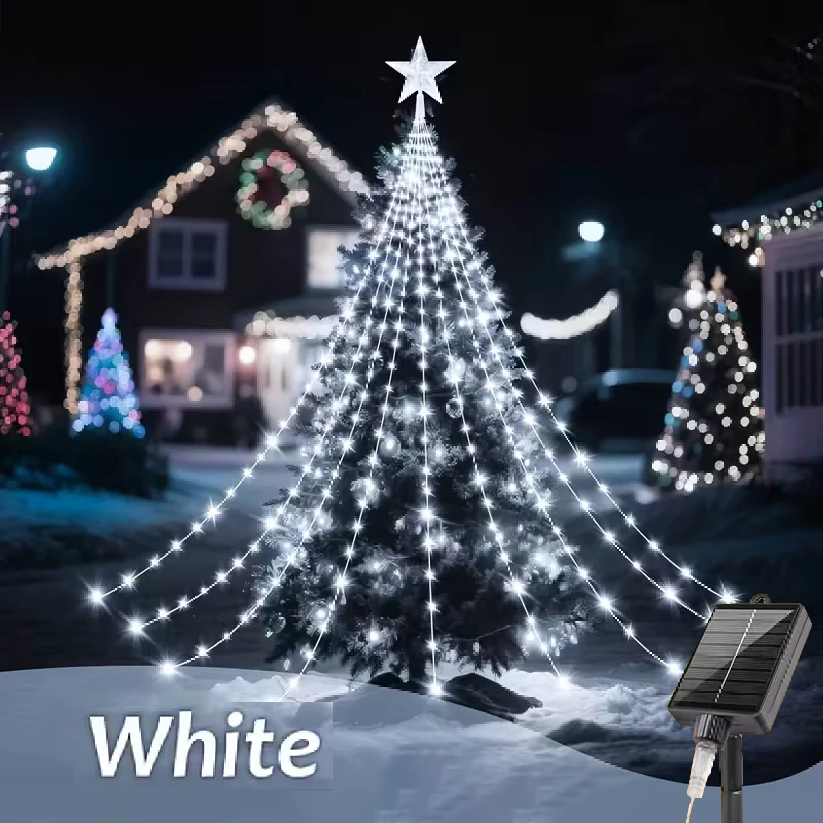 Lampki LED w kształcie gwiazdy USB lub solarne Biały