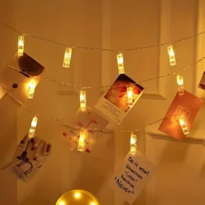 Lampki LED z klipsami na zdjęcia – girlanda do ekspozycji fotografii Ciepły biały