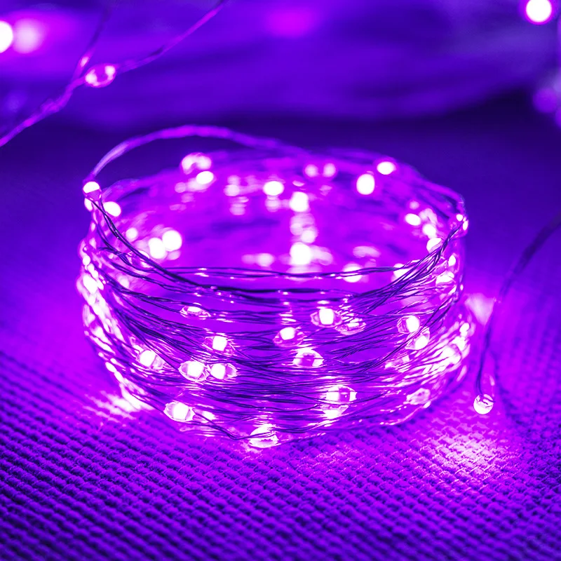 Lampki LED sznurkowe wodoodporne fairy lights do domu i ogrodu Fioletowy
