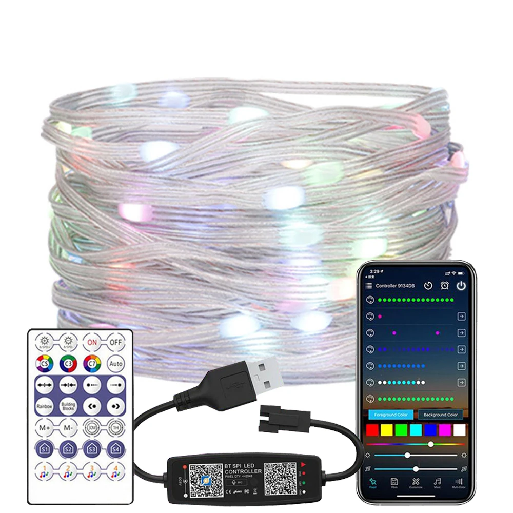 Adresowalne lampki LED WS2812B RGB na druciku miedzianym Ciemnozielony