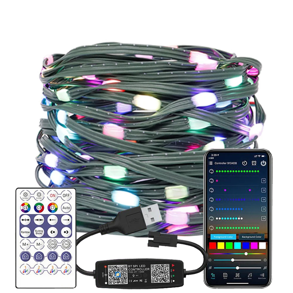 Adresowalne lampki LED WS2812B RGB na druciku miedzianym Wielokolorowy