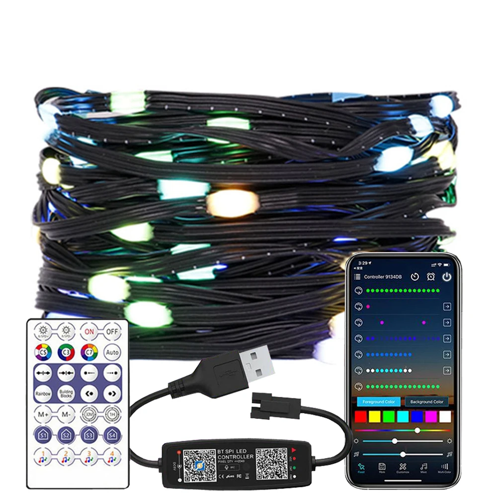 Adresowalne lampki LED WS2812B RGB na druciku miedzianym Złoto