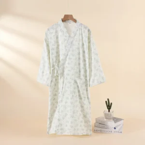Letnia piżama kimono bawełniana gazowa damska — długa SPA yukata Brązowy