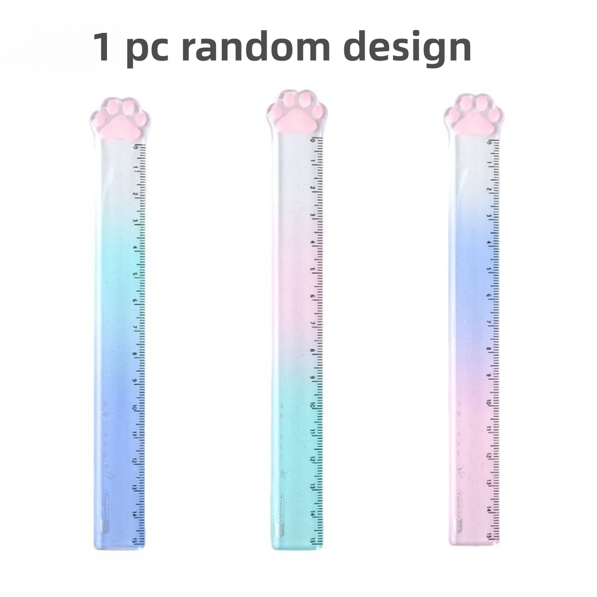 Linijka 15 cm łapka kota, gradientowa linijka Kawaii Biały