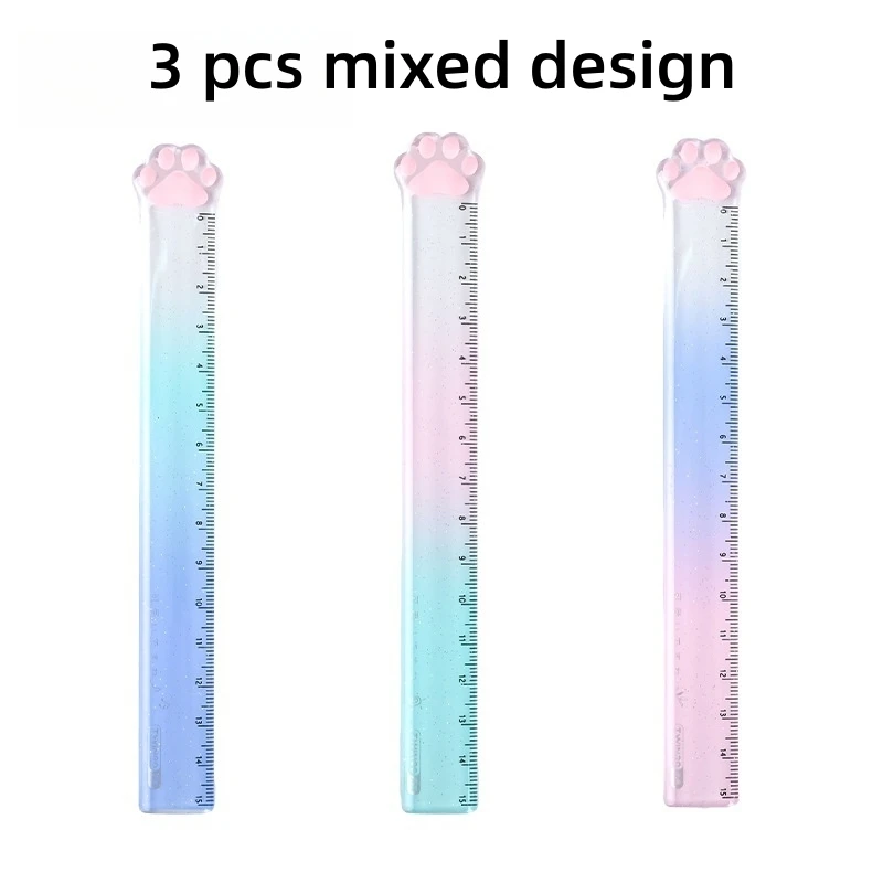 Linijka 15 cm łapka kota, gradientowa linijka Kawaii żółty