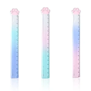 Linijka 15 cm łapka kota, gradientowa do szkoły Biały