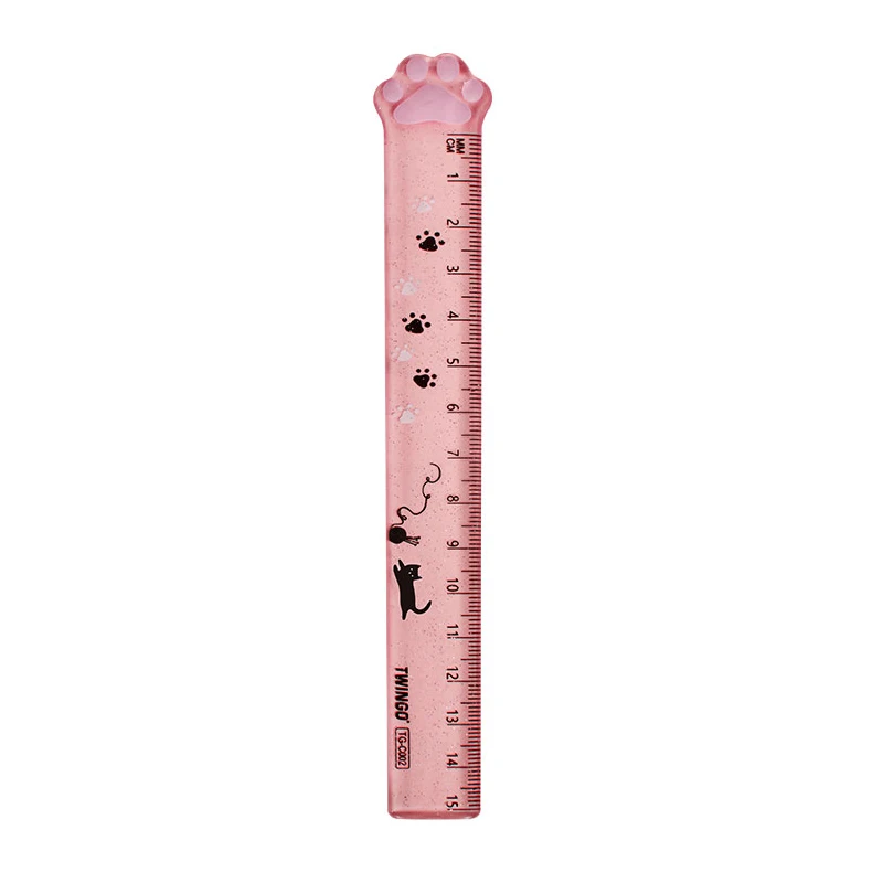 Linijka łapka kota Kawaii, zestaw 1-6 szt. do szkoły Różowy