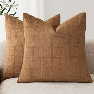 Lniana poszewka w kratę boho rustykalna do salonu 40x40 50x50 Fioletowy