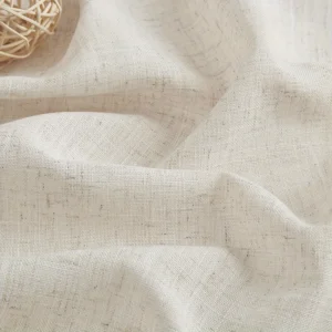 Lniana zasłona naturalna boho z koronką na drążek do sypialni Jasnożółty