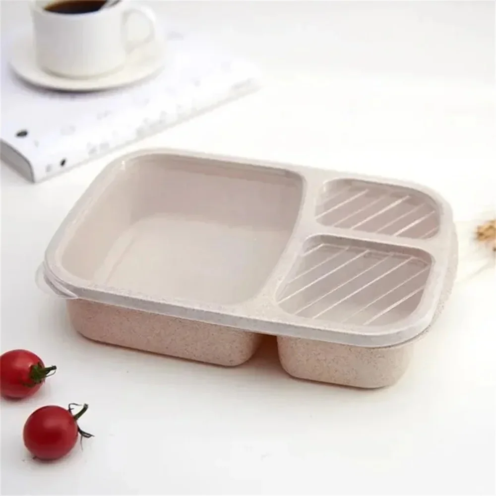 Lunchbox Bento z 3 przegrodami, słoma pszeniczna Beżowy