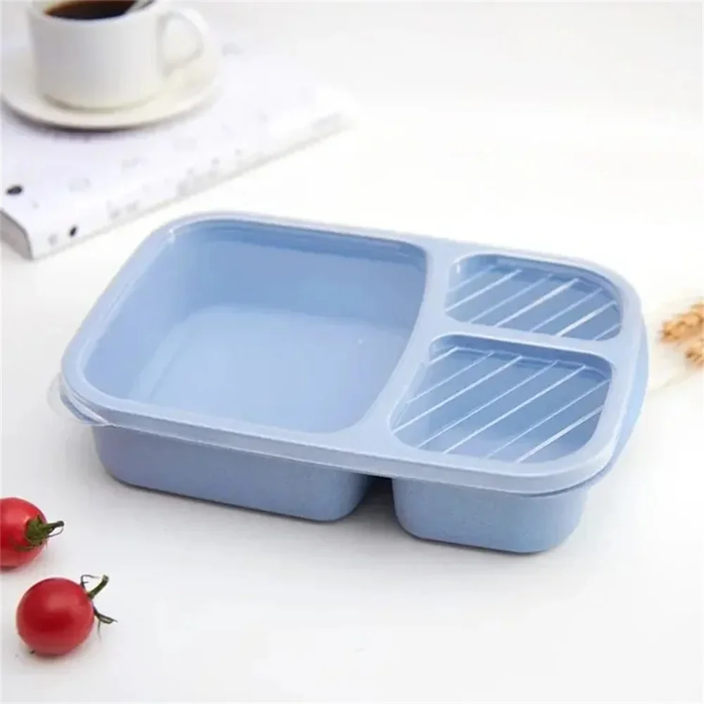 Lunchbox Bento z 3 przegrodami, słoma pszeniczna Niebieski