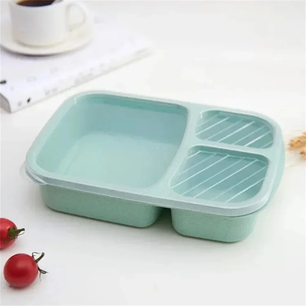 Lunchbox Bento z 3 przegrodami, słoma pszeniczna Zielony