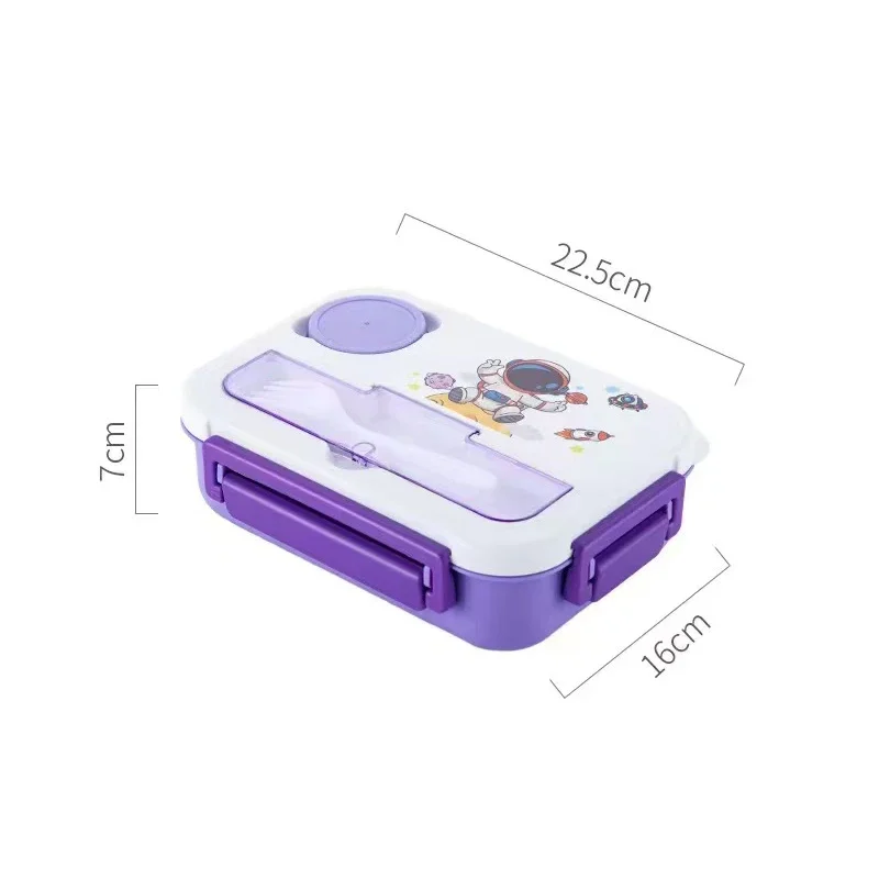 Lunchbox bento dla dzieci dinozaur 1300 ml do mikrofalówki Fioletowy