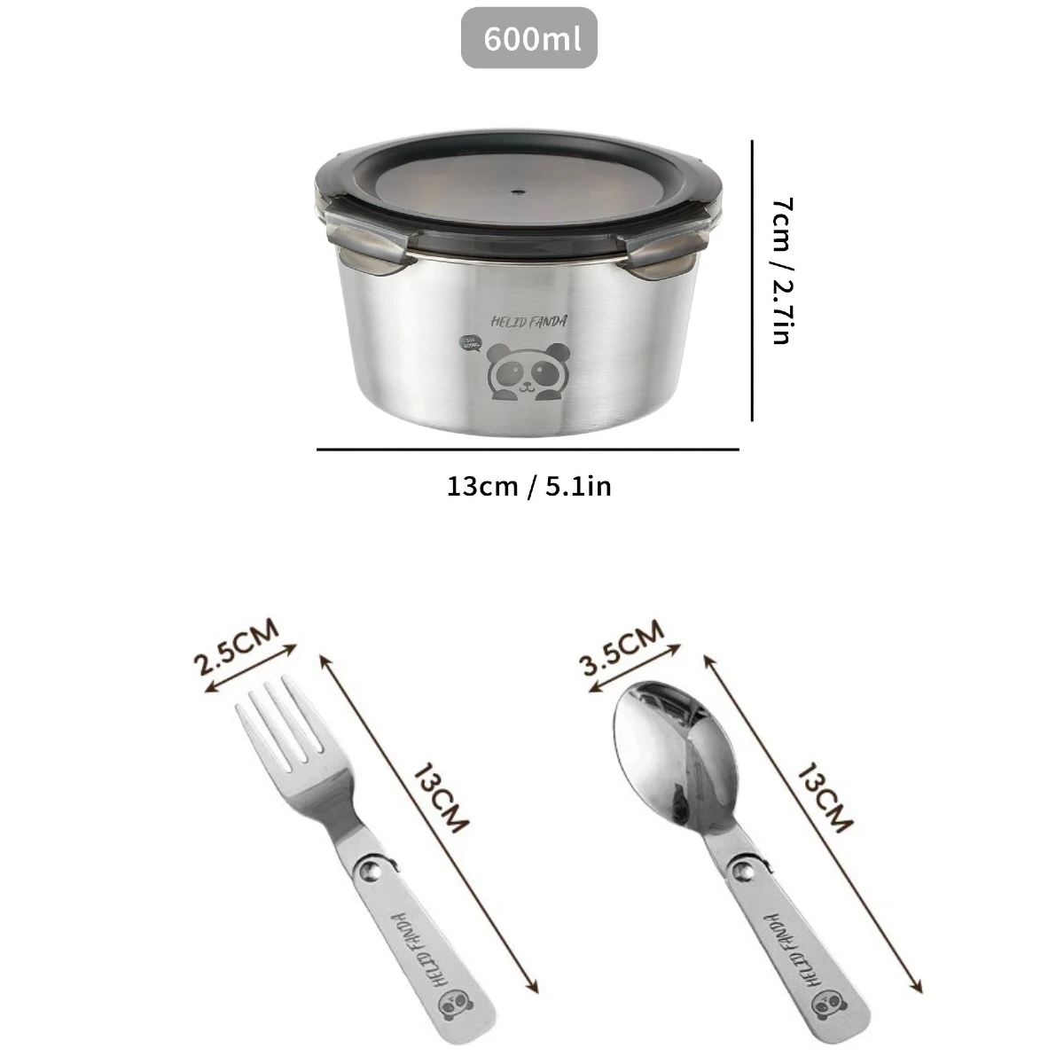 Lunchbox ze stali nierdzewnej szczelny z pokrywką M with fork spoon
