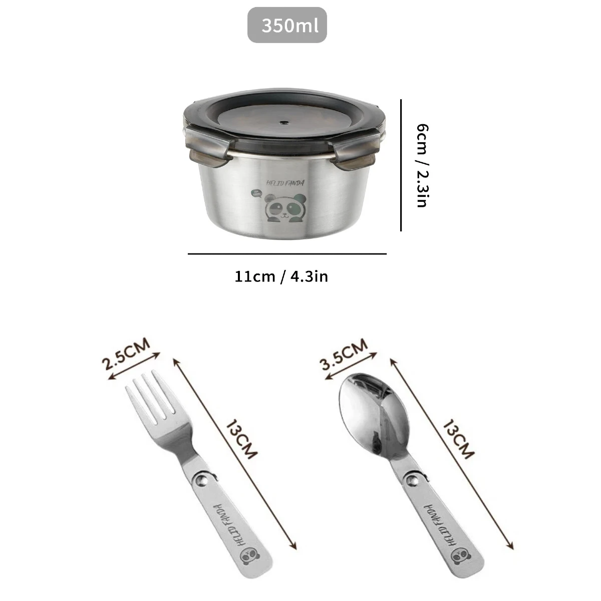 Lunchbox ze stali nierdzewnej szczelny z pokrywką S with fork spoon