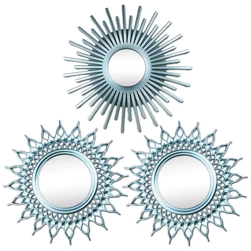 Okrągłe lustro ścienne słońce złote Sunburst — dekoracja boho żółty