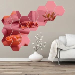 Lustrzane naklejki ścienne 3D heksagon, zestaw ozdobny Zielony