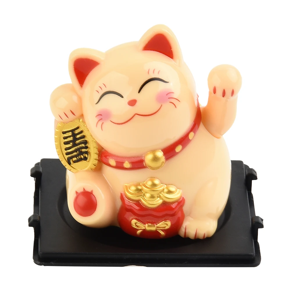 Machający kot solarny Lucky Cat figurka dekoracyjna do domu Jasnoszary