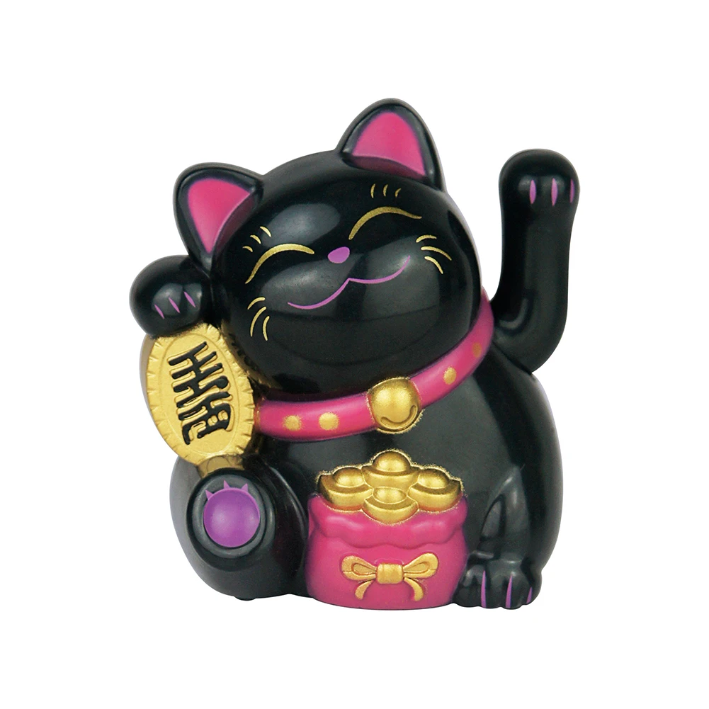 Machający kot solarny Lucky Cat figurka dekoracyjna do domu Jasnożółty