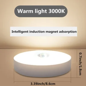 Magnetyczna lampka nocna z czujnikiem ruchu ładowana LED szafa korytarz Szary biały