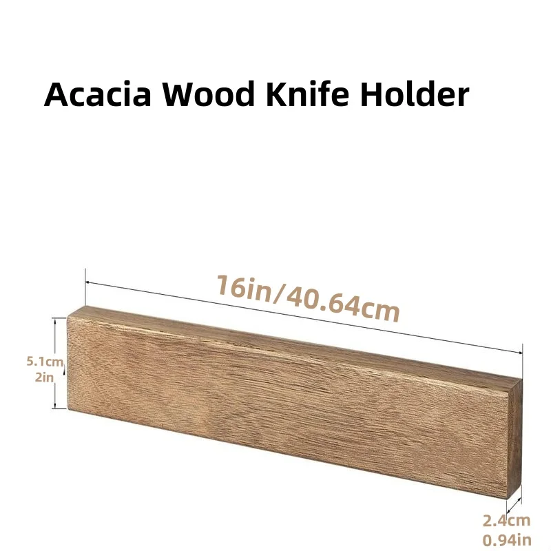 Magnetyczna listwa na noże z drewna akacjowego 40 cm Stojak z akacji 16 cali