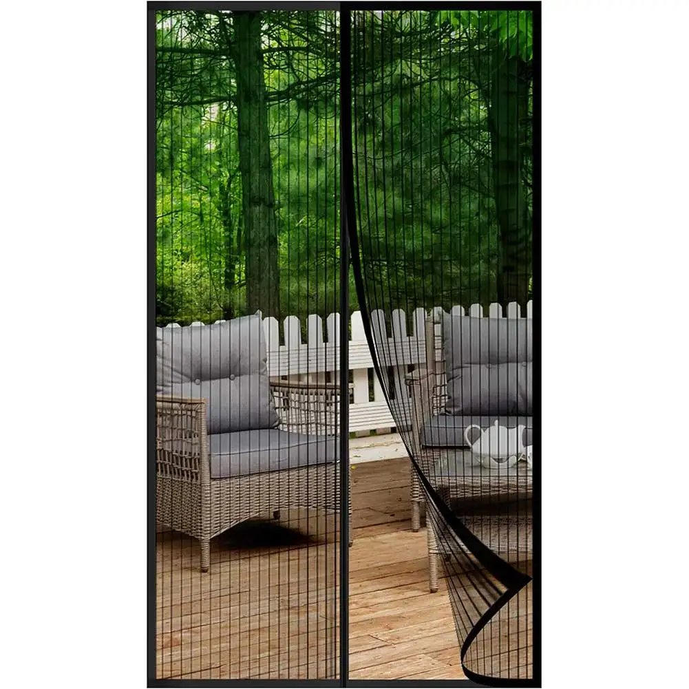 Magnetyczna moskitiera na drzwi samozamykająca bez wiercenia Czarny