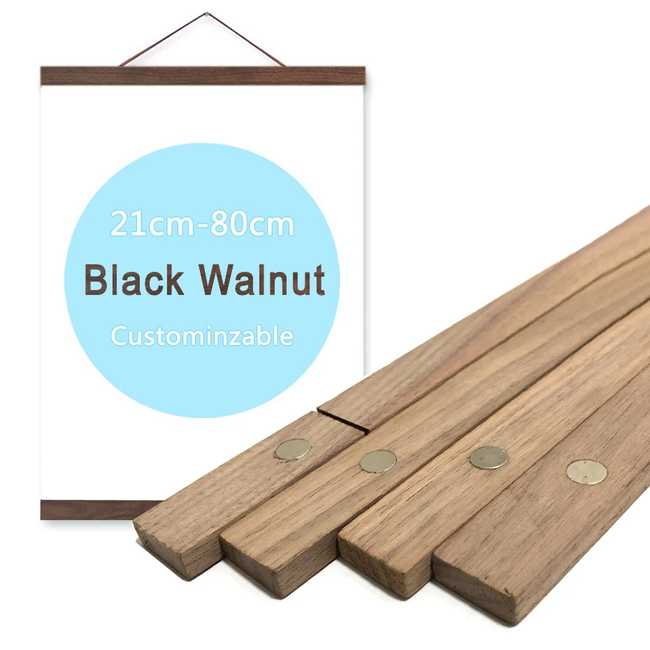 Magnetyczny wieszak na plakat drewno teak sosna zestaw DIY żółty