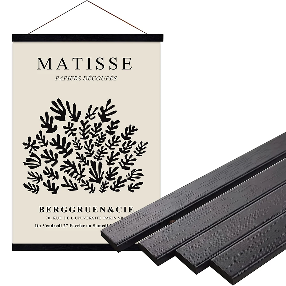 Magnetyczny wieszak na plakaty drewniany tekowy z magnesem Burgundia